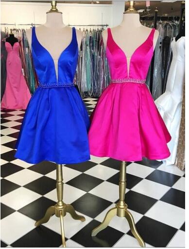 Royal Blue Beaded Junior Prom Dress For Girls Elegant Above Length Cocktail Party Gowns Short Plus Size Party Gowns