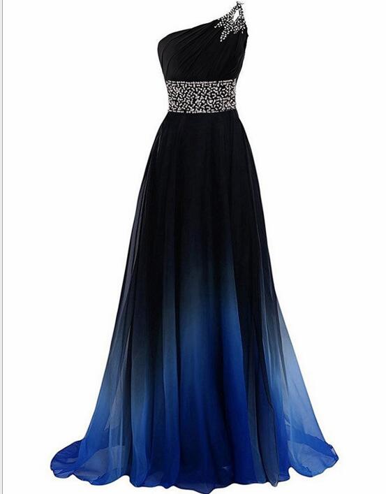 One Shoulder Beaded Long Prom Dress Custom Made Women Party Gowns ,custom Made Bridesmaid Party Dress