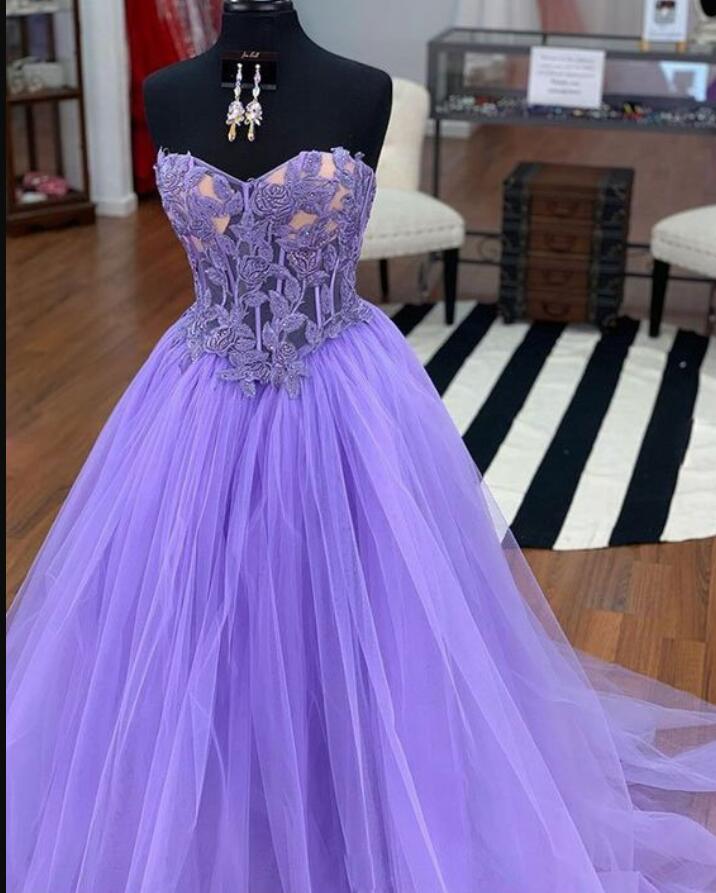 Off Shoulder Purple Lace A Line Long Prom Dresses Sweet 16 Prom Gowns ...