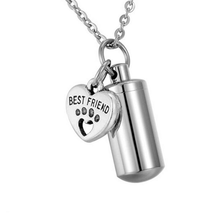 Fashion Silver Cremation Urns Necklace Ashes Holder Memorial Jewelry Keepsakes Funeral Accessories Pets