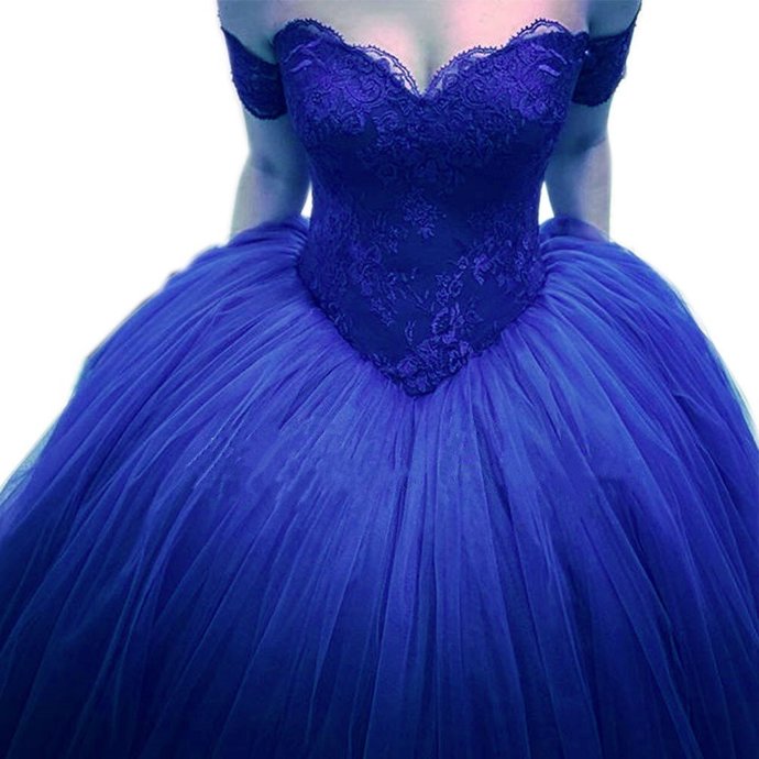 Off Shoulder Royal Blue Lace Ball Gown Quinceanera Dresses Sexy Pricess Wedding Party Gowns , Sweet 16 Prom Gowns