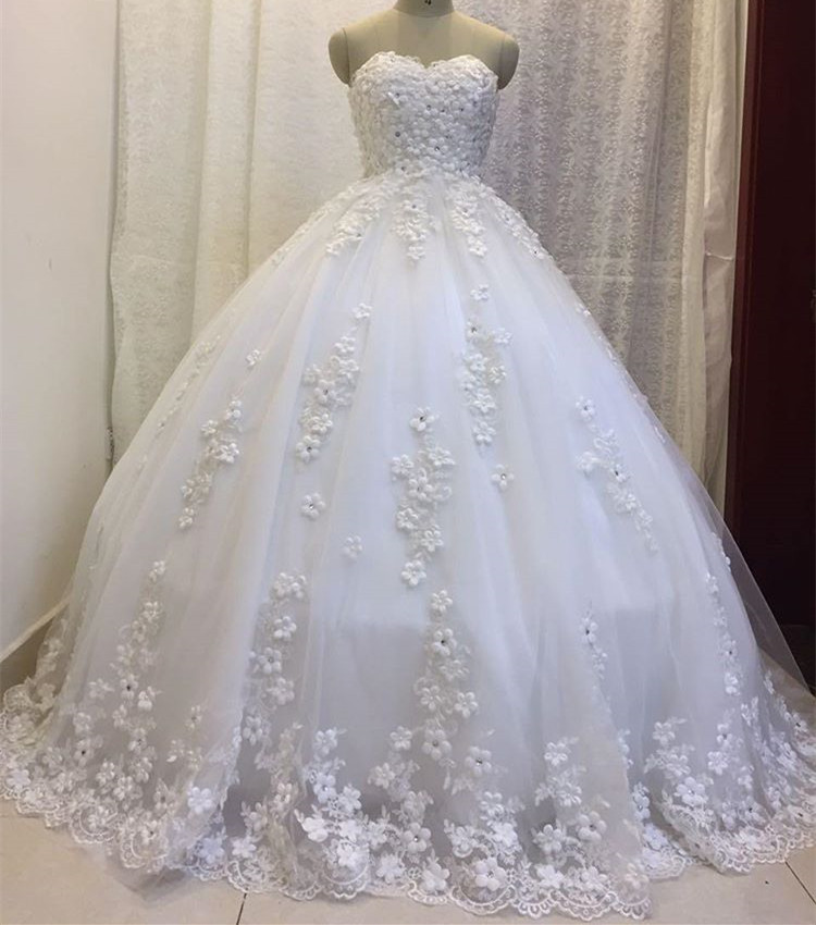 Off Shoulder White Tulle Ball Gown Wedding Dresses With Appliqued Sexy Pricess Women Weddingd Gowns
