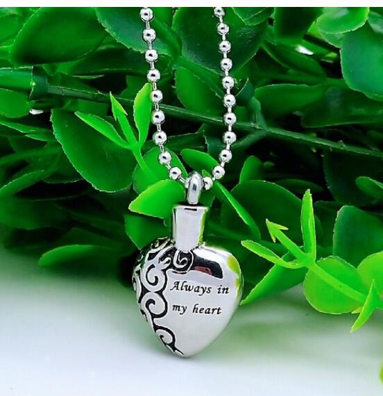 Silver Heart Ashes Necklace Memorial Jewelry Cremation Urns Funeral Accessories