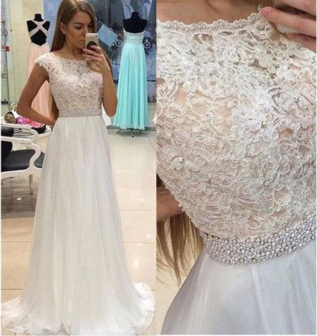 Custom Made A Line White Lace Prom Dress 2019 Women Pageant Party Gowns ,plus Size Women Gowns