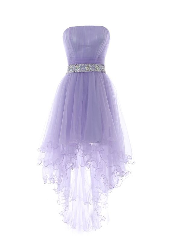 Fashion A Line Lavender Ruched High Low Prom Dress With Beaded Embellished Belt, High Low Homecoming Dress, A Line Wedding Party Gowns