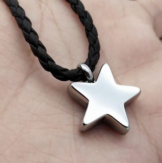 Fashion Silver Cremation Urns Necklace Five-pointed Star Ashes Memorial Jewelry Funeral Accessories