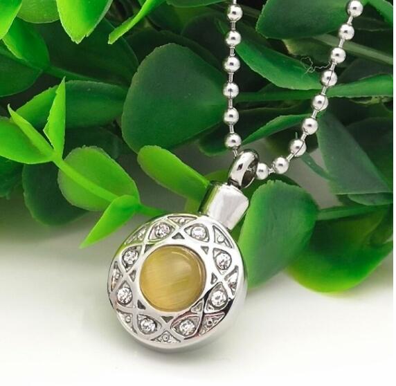 Fashion Round Memorial Jewelry Cremation Ash Necklace Funeral Accessories Urns 2019
