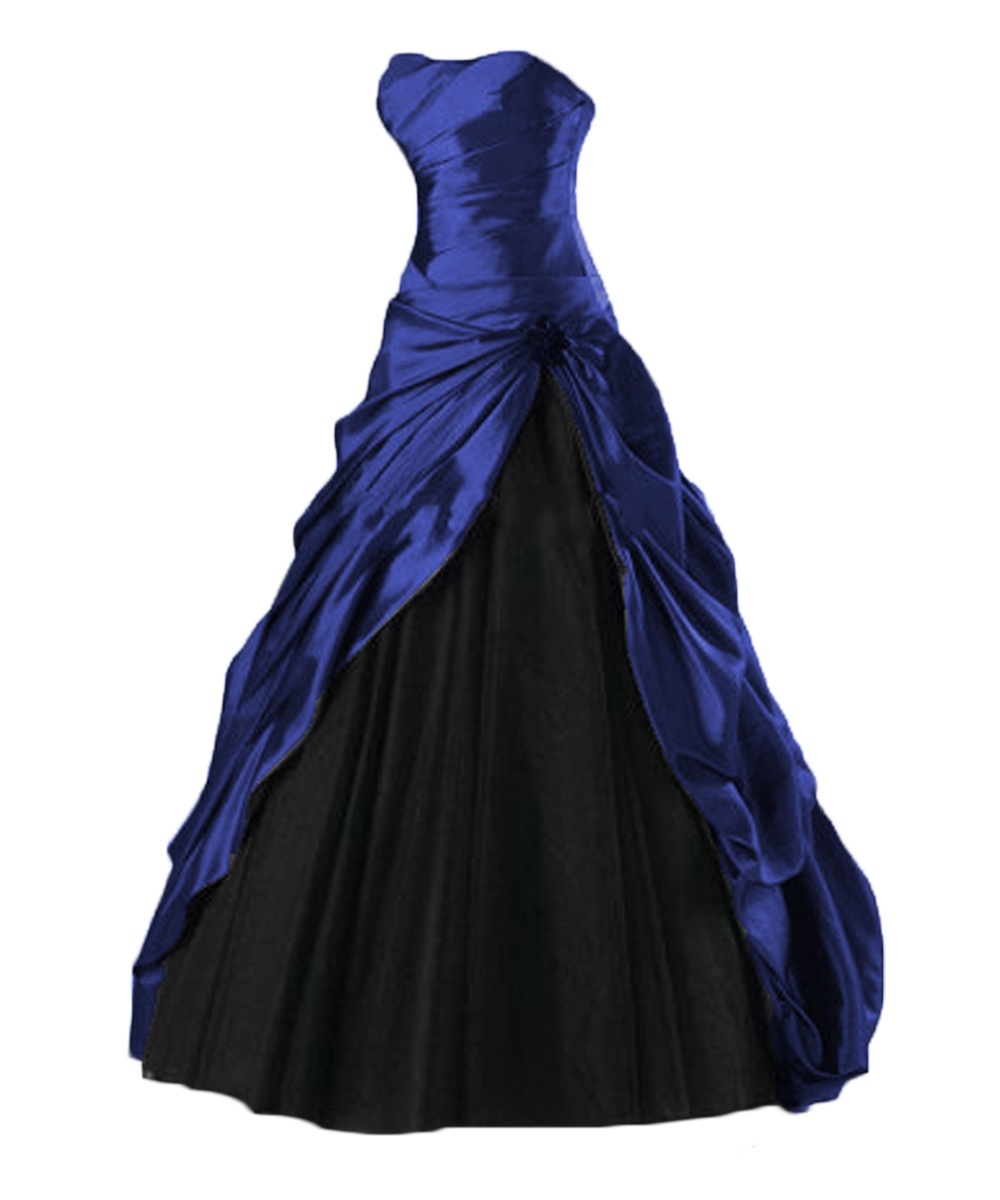 Elegant Long Prom Dress Tulle Taffeta Ball Gown Party Formal Dress,sexy Royal Blue And Black Tulle Prom Dresses, Wedding Guest Gowns
