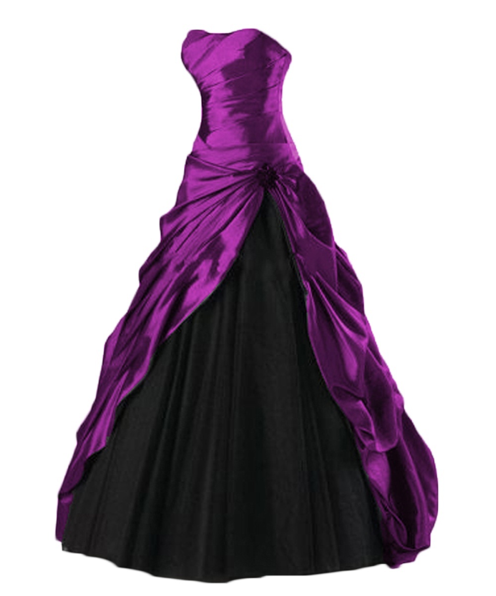 Elegant Long Prom Dress Tulle Taffeta Ball Gown Party Formal Dress,sexy Purple And Black Tulle Prom Dresses, Wedding Guest Gowns