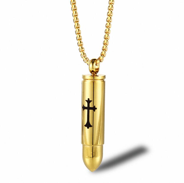 Bullet Pendant Fragrance Bottle Locket Lord's Prayer Cross Necklace For Christian Cremation Ash Necklace Keepsake Urn Memorial Jewelry