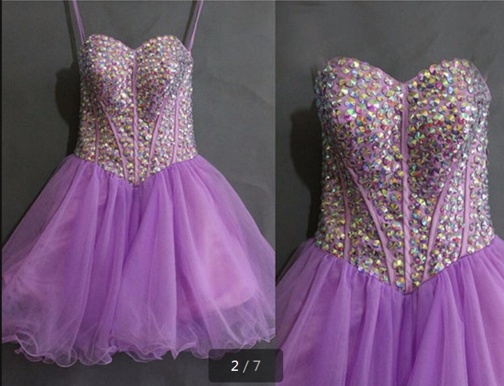 Chraming Crystal Beaded Purple Short Homecoming Dress A Line Mini Cocktail Party Gowns , Short Graduation Dress