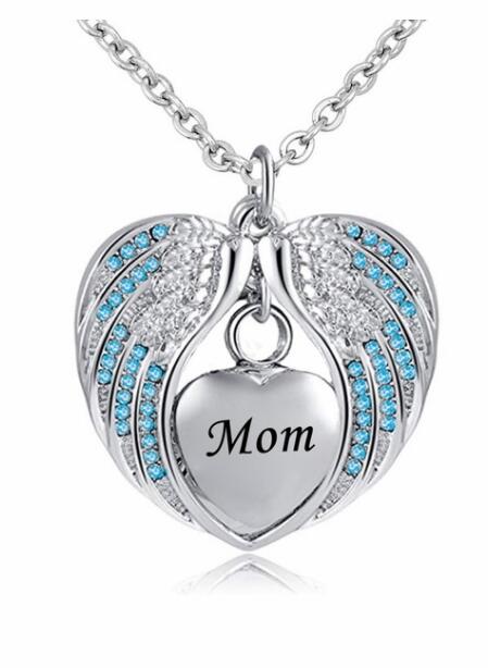 Mom Cremation Jewelry For Ashes Keepsake Angel Wing Urn Necklace Stainless Steel Waterproof Memorial Pendant