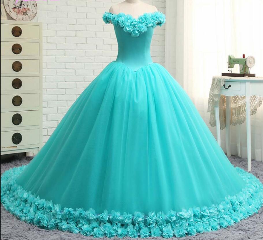 Vestido Debutante Gowns Ball Gown Quinceanera Dresses Off The Shoulder 3d Flowers Sweet 16 Dress Vestidos De 15 Anos2020