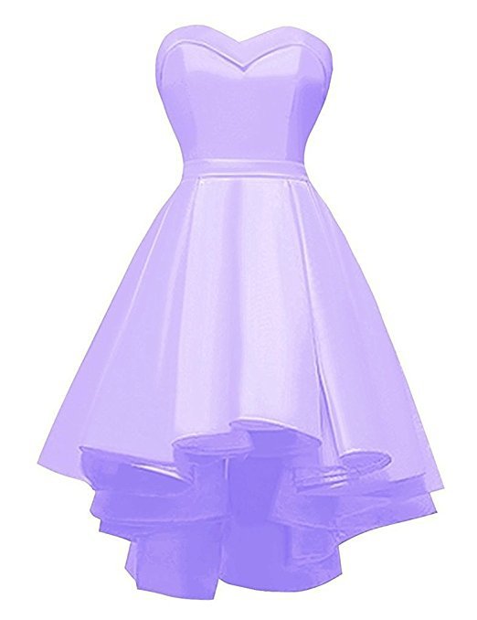 Sexy Lavender Satin High Low Short Prom Dress Sweet Junior Party Gowns Plus Size Women Party Gowns