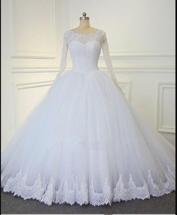 Custom Made White Lace Long Sleeve China Muslim Wedding Dresses Custom Made High Neck China Wedding Gowns 2020