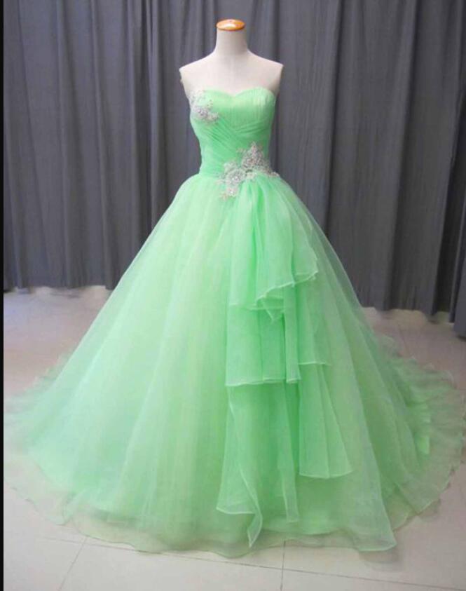 Off Shoulder Green Tulle Ball Gown Quinceanera Dress Custom Made 16 Sweet Quinceanera Party 7028