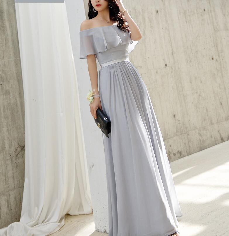 Off Shoulder Floor Length Bridesmaid Dress Strapless Long Bridesmaid Party Gowns , Long Prom Party Gowns