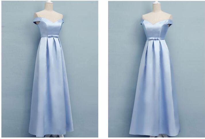 Light Blue Satin Long Prom Dress Custom Made Women Party Gowns Plus Size Prom Party Gowns 2020