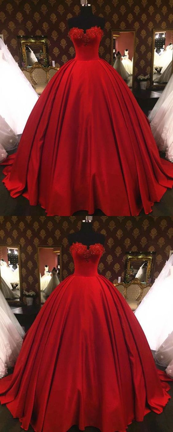 Dark Red Satin Sweet Ball Gown Quinceanera Dresses,sexy A Line Long Prom Gowns , Pricess Women Party Gowns 2020
