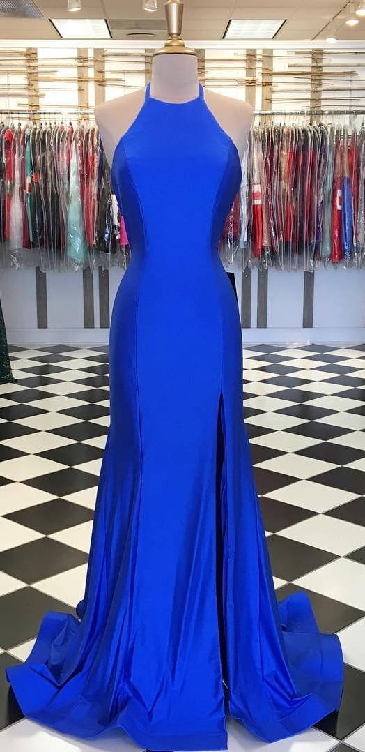 Fashion Royal Blue Satin Mermaid Prom Dress Prom Party Gowns ,custom Made Long Evening Dress,
