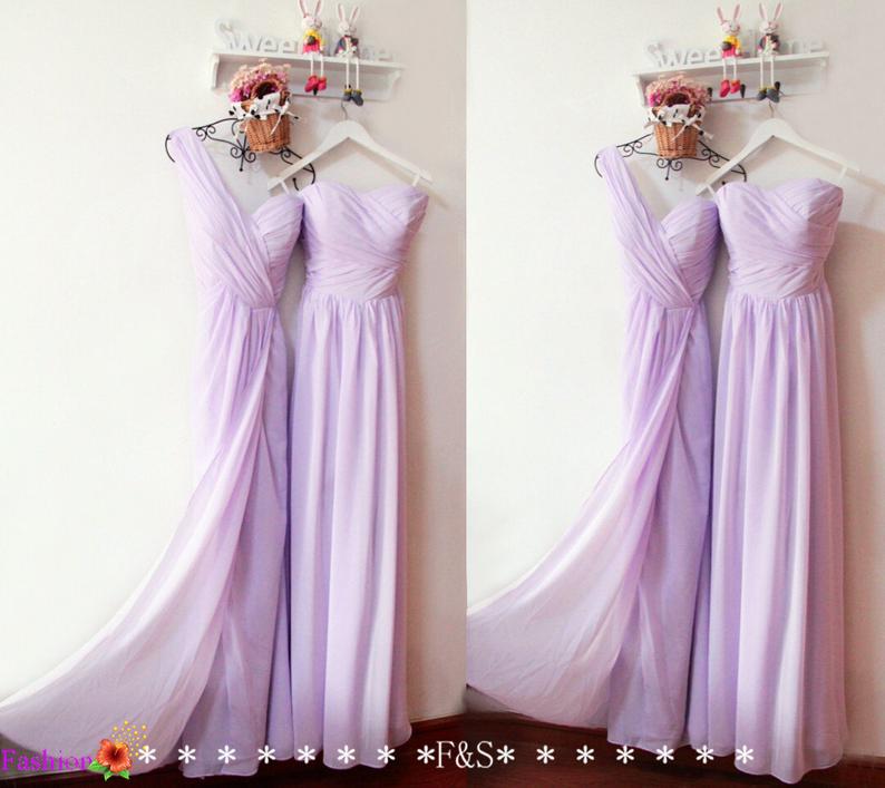 Light Lavender Ruffle Long Bridesmaid Dress, Maid Of Honor Dress, Bridesmaids Dresses