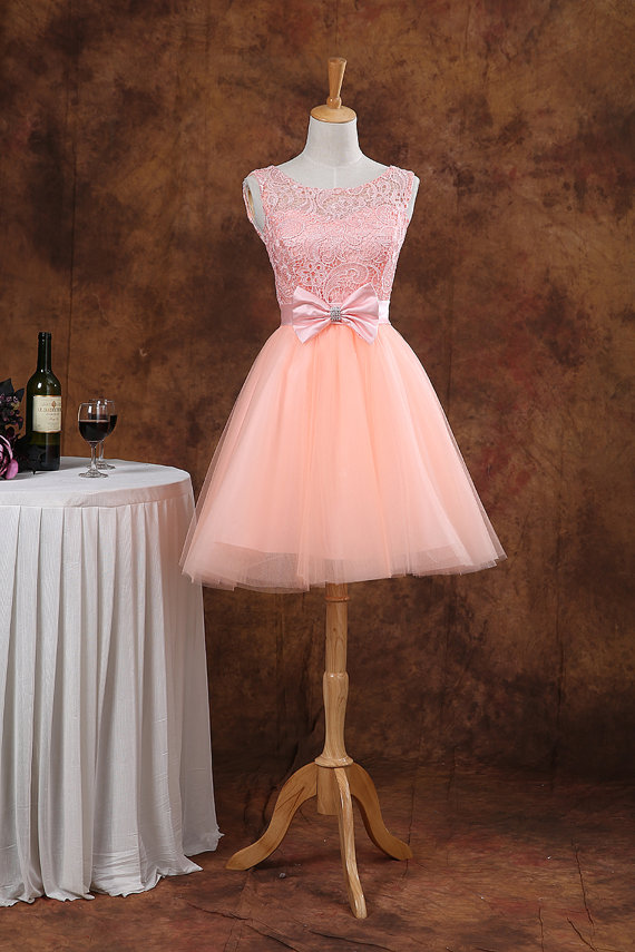 Pink Lace Short Homecoming Dress , Mini Prom Party Gowns ,short Cocktail Party Gowns 2020