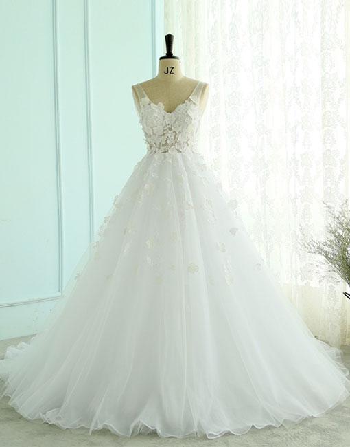 Plus Size White Lace A Line China Wedding Dresses 2020 Wedding Guest Gowns ,simple V-neck Bridal Gowns