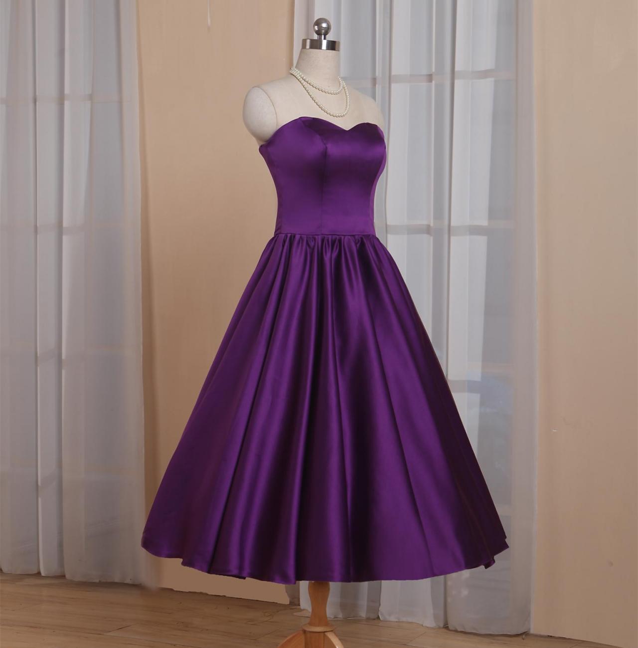 Simple Purple Satin Short Homecoming Dress, Short Prom Party Gowns , Junior Party Dress