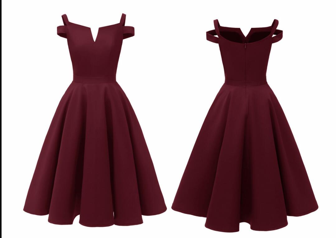 Burgundy Satin Short Homecoming Dress Women Summer Gowns ,short Prom Gowns , Junior Party Gowns