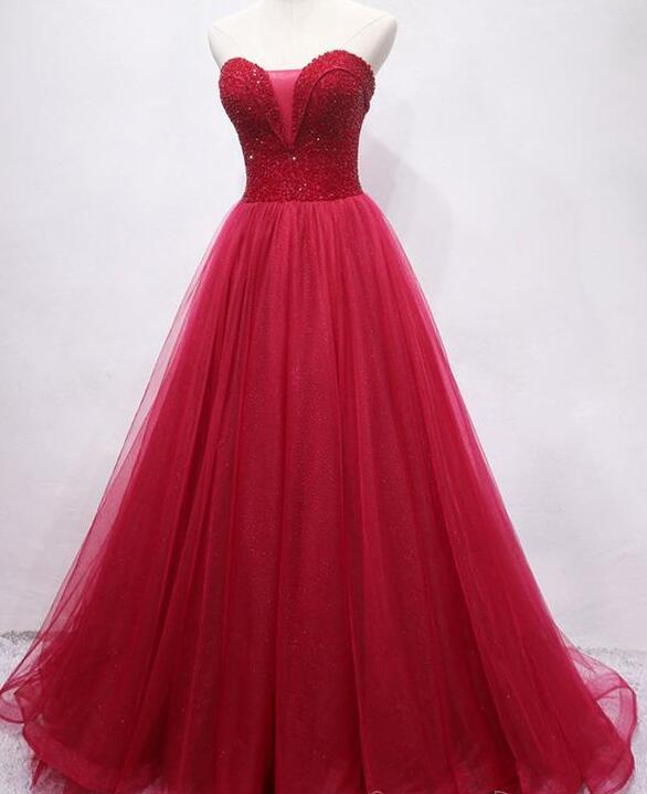 Plus Size Red Sequin Beaded Long Prom Dresses Custom Made Women Party Gowns, Prom Gowns