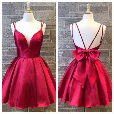 Off Shoulder Red Satin Short Homecoming Dresses With Bow Party Gowns ,sweet 15 Prom Gowns
