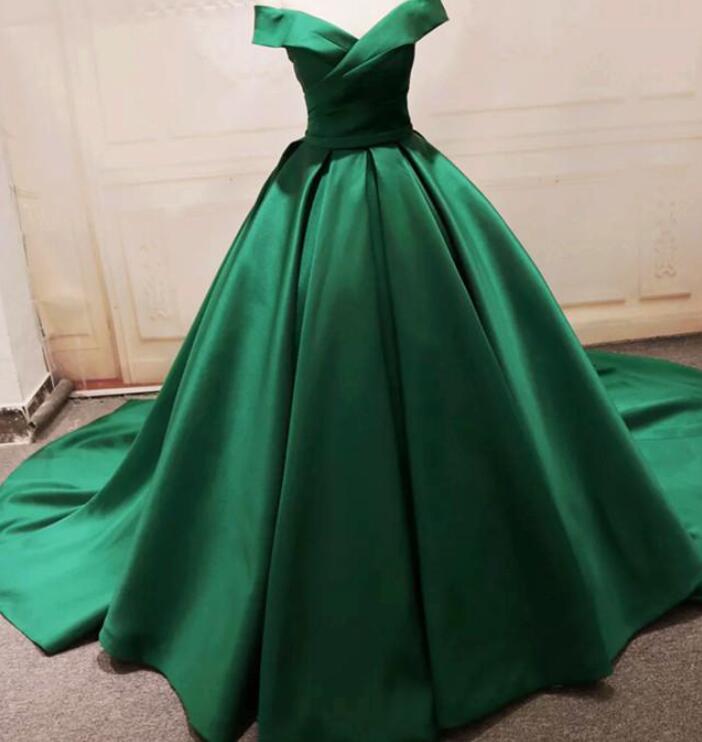 Green Satin Ball Gown Quinceanera Dresses 2020 Plus Size Junior Party Gowns ,wedding Guest Gowns