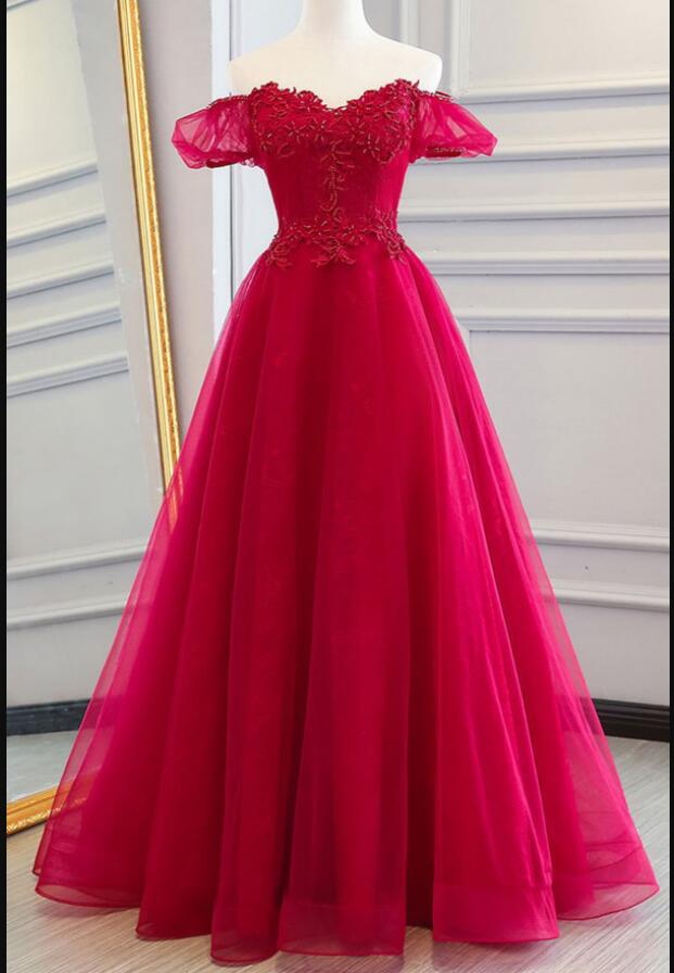 Fuchsia Tulle Long Prom Party Dresses 2020formal Evening Dress , Women Pageant Gowns