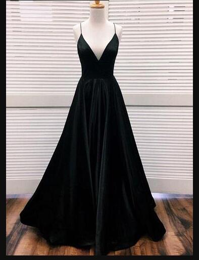 Black Satin Prom Party Dresses 2020 Wedding Guest Gowns ,plus Size Evening Gowns ,formal Dress