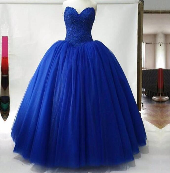 Royal Blue Tulle Long Prom Dress ,sweet 16 Prom Party Gowns ,wedding Party Gowns , Prom Gowns