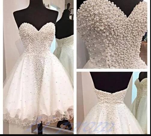 Elegant White Beaded Crystal Short Homecoming Dress Sexy Party Gowns Custom Made Party Gowns 2020