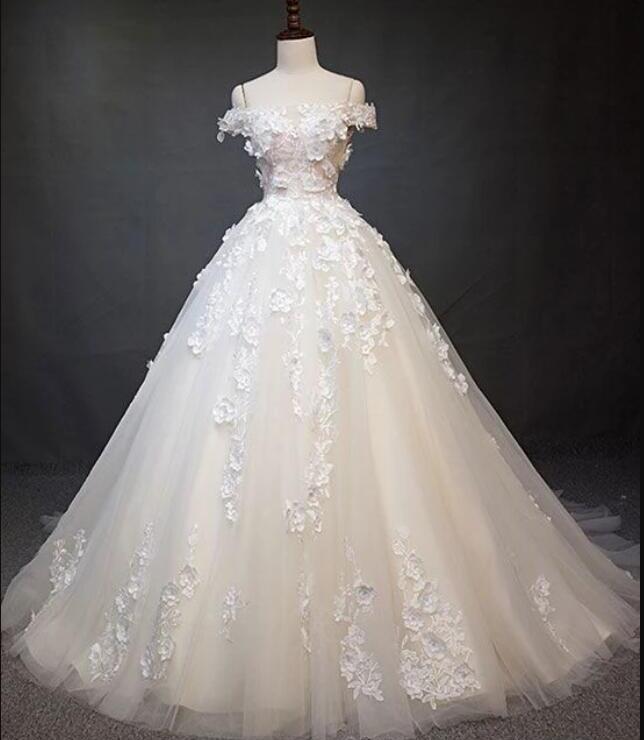 White Tulle Lace Ball Gown Quinceanera Dresses Custom Made Bridal Party Gowns ,white Bridal Gowns