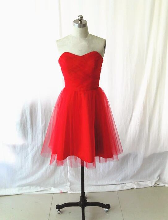 Red Tulle Short Homecoming Dress A Line Women Party Gowns Custom Made Party Gowns For Teens 2020