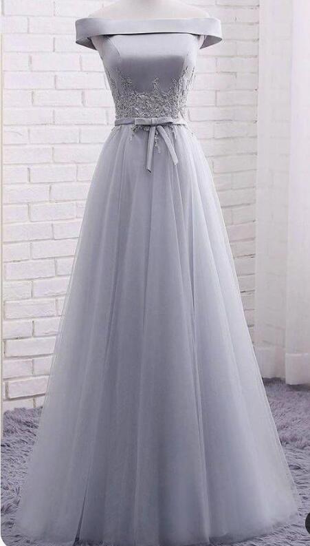 Off Shoulder Silve Lace Long Prom Dress Custom Made Women Party Gowns ,plus Size Party Gowns 2020