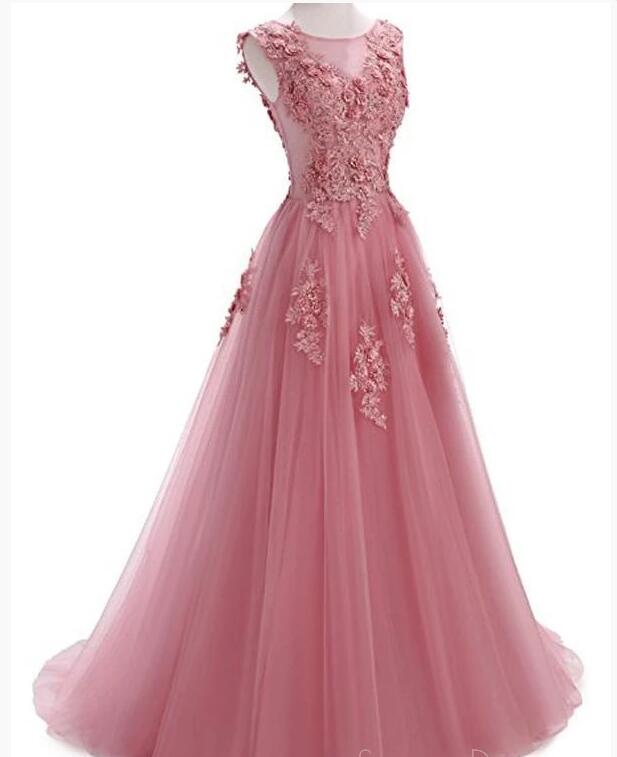 A Line Lace Formal Evening Dress Plus Size Tulle Long Prom Prty Gowns ,sweet 16 Prom Gowns 2020