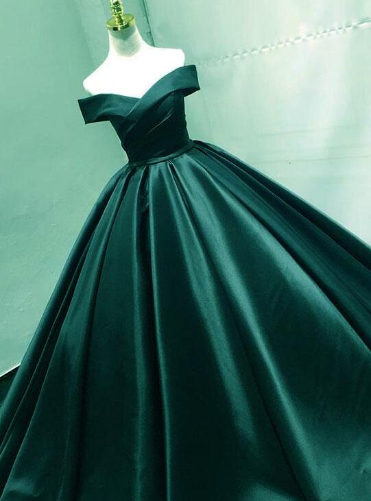 Fashion Dark Green Satin Pricess Quinceanera Dress Sweet 15 Prom Party Gowna Custom Made Women Quinceanera Gowns