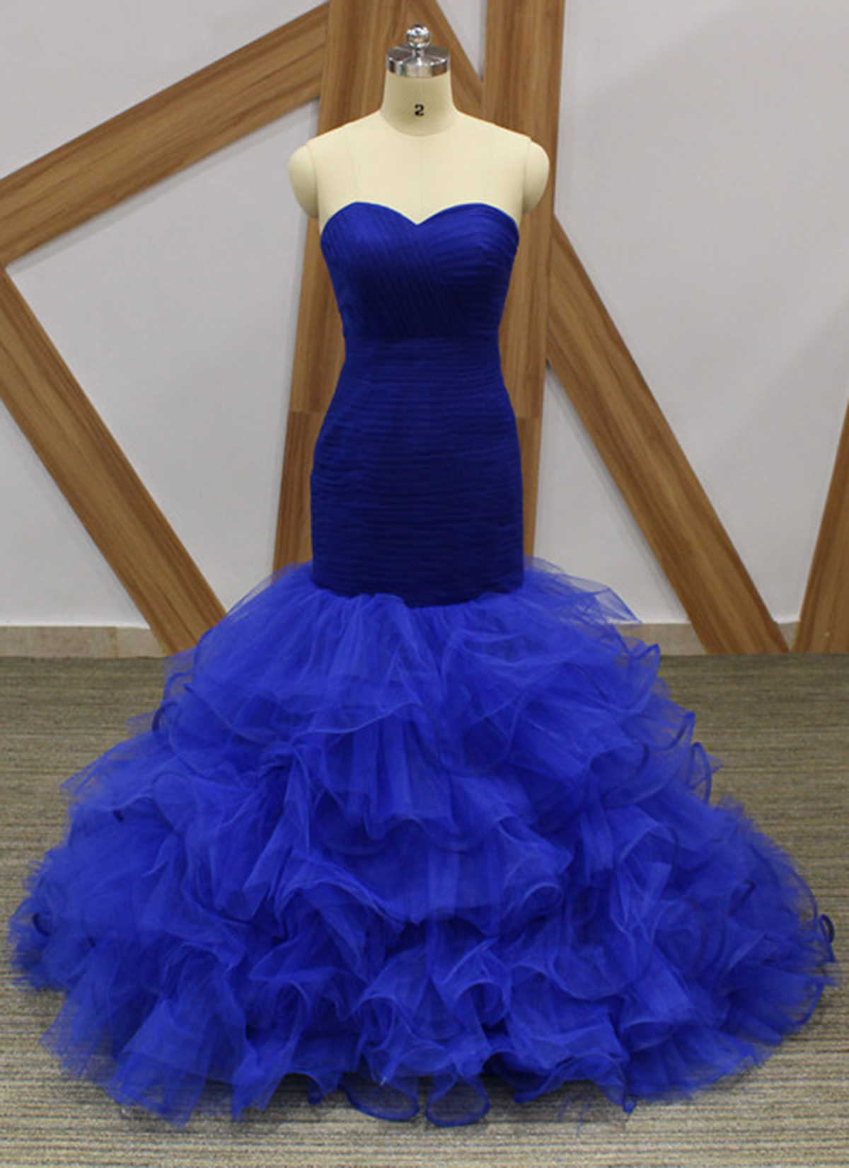 Elegant Royal Blue Ruffle Mermaid Prom Dresses With Skirts Tiers Plus Size Prom Party Gowns ,custom Made Formal Evening Dress