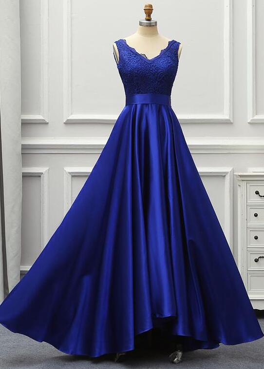 Elegant V-neck Formal Evening Dresses A Line Custom Made Long Prom Dresses, Wedding Guest Gowns , Long Pary Gowns
