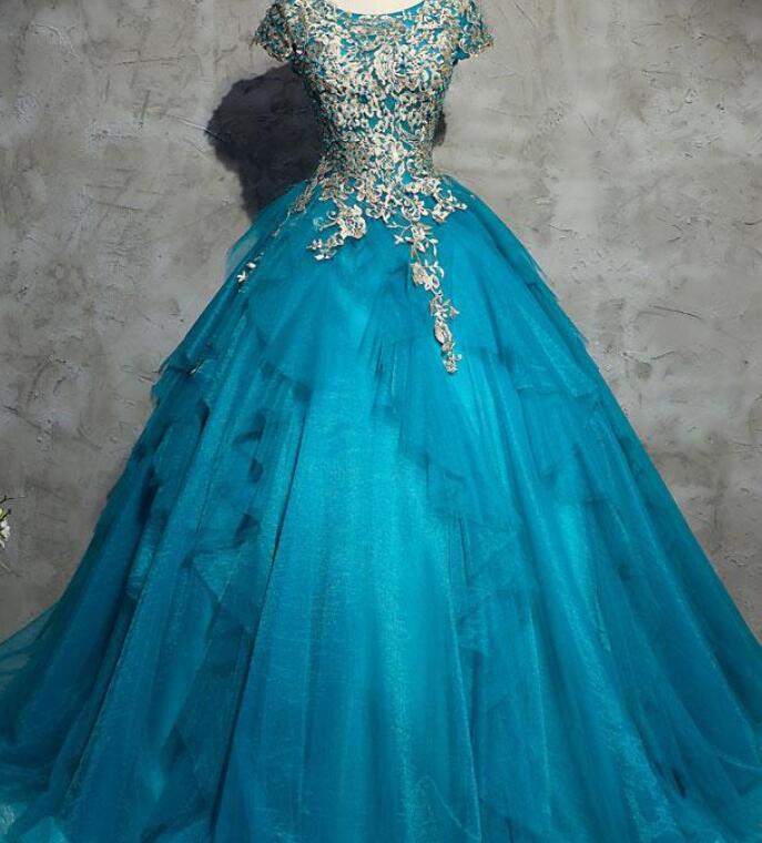 Ball Gown Quinceanera Dresses With Caped Sleeve Plus Size Women Party Gowns , Sweet 16 Quinceanera Party Gowns 2020