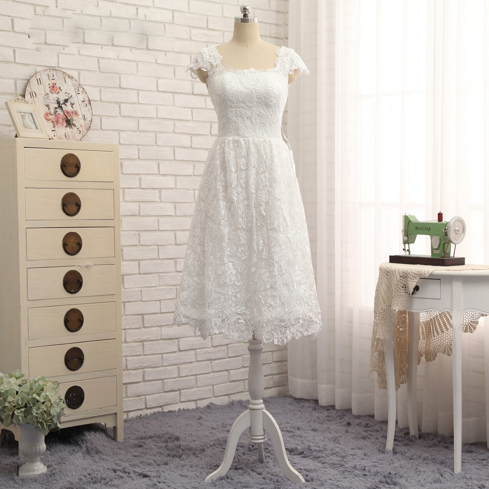 White Lace Short Wedding Dresses A Line Women Pary Gowns , White Wedding Gowns ,wedding Bridal Gowns
