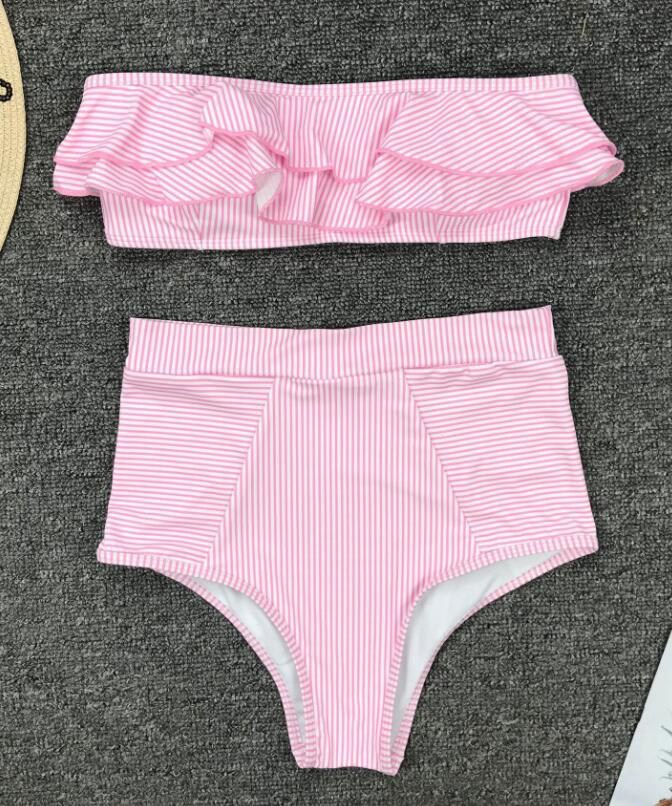 Mini Bikini 2021 Swimwear Women Push Up Bikini Set Padded Bra Sexy Swimsuit Hot Bandage Swim Suit Brazilian Biquini,Cheap Two Pieces Swimwear Pink Stripe