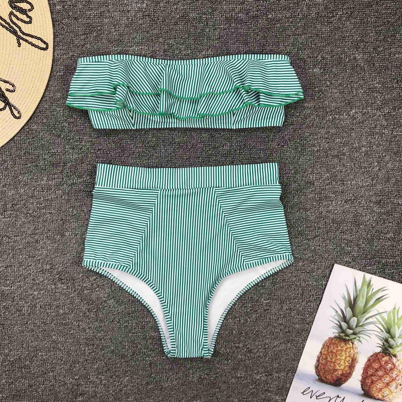 Mini Bikini 2021 Swimwear Women Push Up Bikini Set Padded Bra Sexy Swimsuit Bandage Swim Suit Brazilian Biquini, Two Pieces Swimwear Green