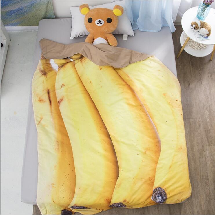  Kids Quilt:31'x45' Anime Thin Quilt Banana Throw Blanket 3D Print Cute Bedding Comforter Light Quilt Washable