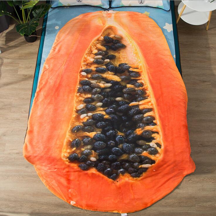 Single Quilt:43'x 59' Anime Thin Quilts Papaya Throw Blanket 3D Print Cute Bedding Comforter Light Quilt Washable