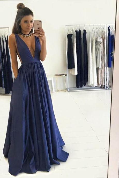 Sexy Back V Long Prom Dress Strapless Floor Length Ruffle Navy Blue Prom Gowns Simple Arabic Evening Dress Girls Party Dresses